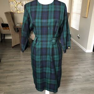 Retro green plaid dress Sz 10